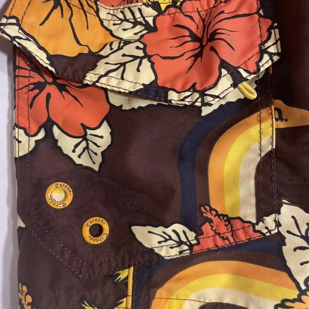 Corona Extra Board Shorts Men's Medium Swim Trunks Floral Surfing Swimming Beach